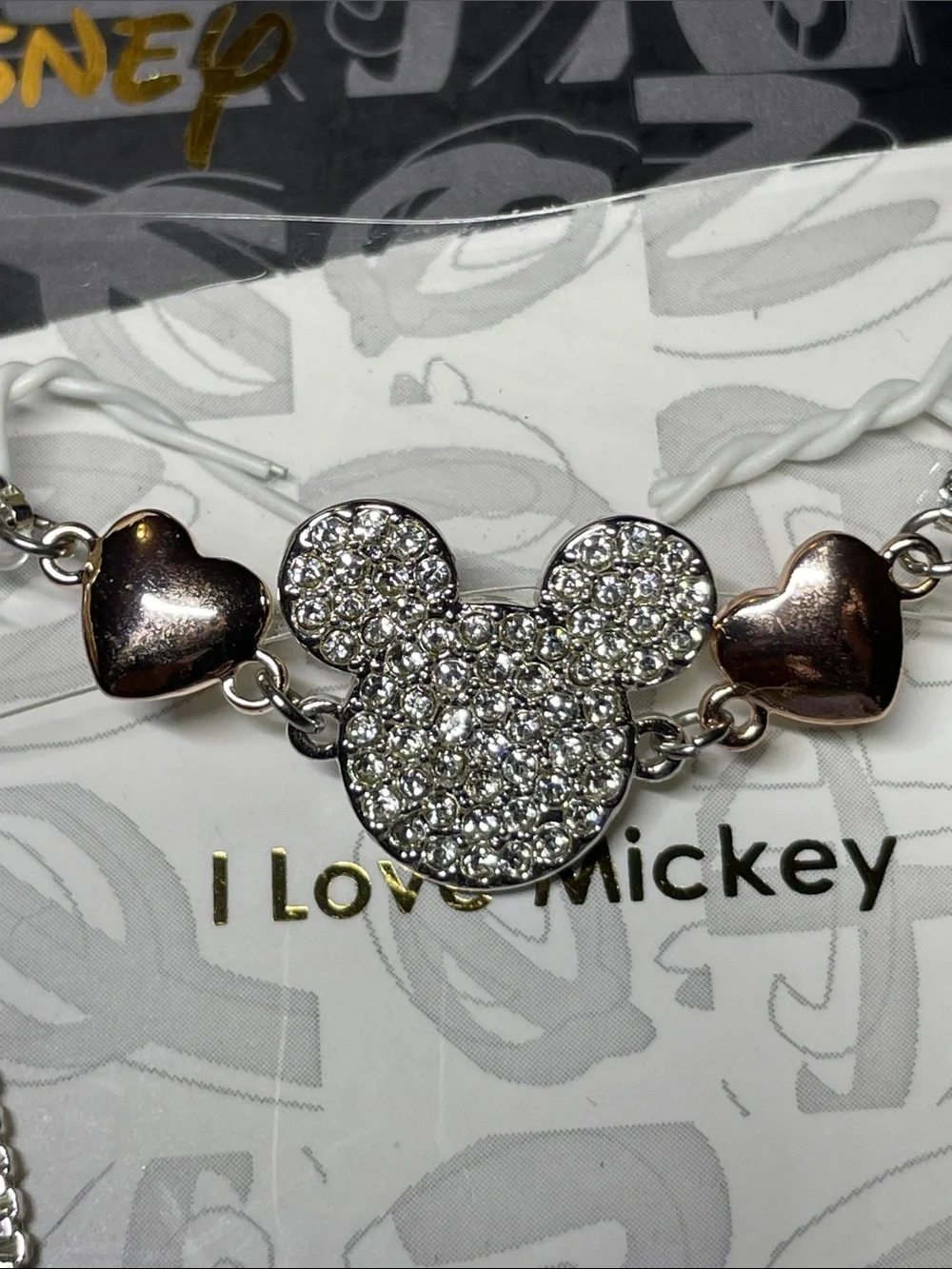 🐭Gorgeous Disney Silver and Rose Gold Crystal Mickey Adjustable Bracelet🐭